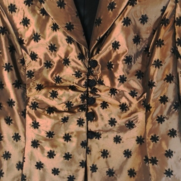 Juliana Collezione Bronze Floral Ruched Brocade Evening Jacket Size 4 - Picture 3 of 5